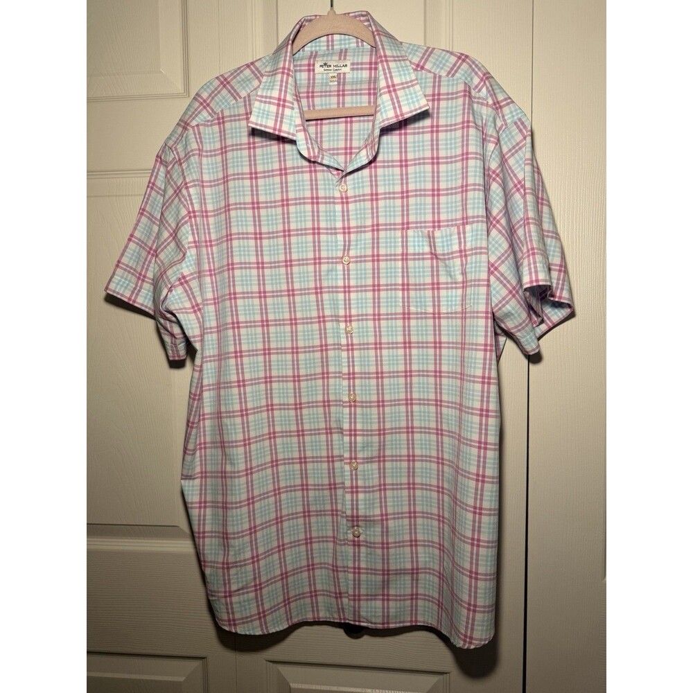 Peter Millar Summer Comfort XXL Plaid Shirt Men’s Short Sleeve Golf